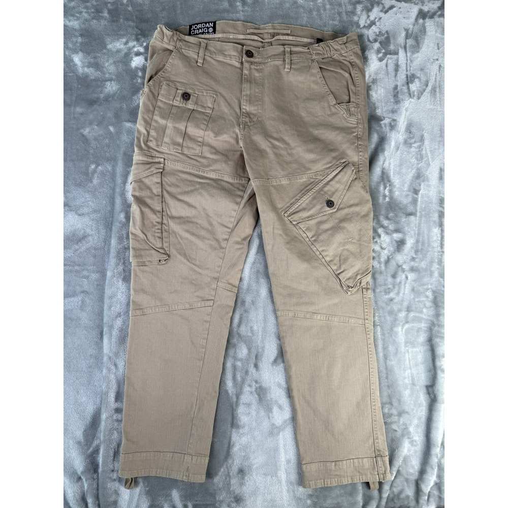 Jordan Craig Khaki Cargo Pants Sz 42/32 Work Utility Pockets Cotton Workwear